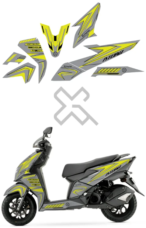 Cross Lemon Edition Full Body Sticker For Ntorq 125 | Printed In Premium Gloss Vinyl With FPF(Fade Protection Film), Water Proof, Precut Sticker, Pack Of 1 For Both Side